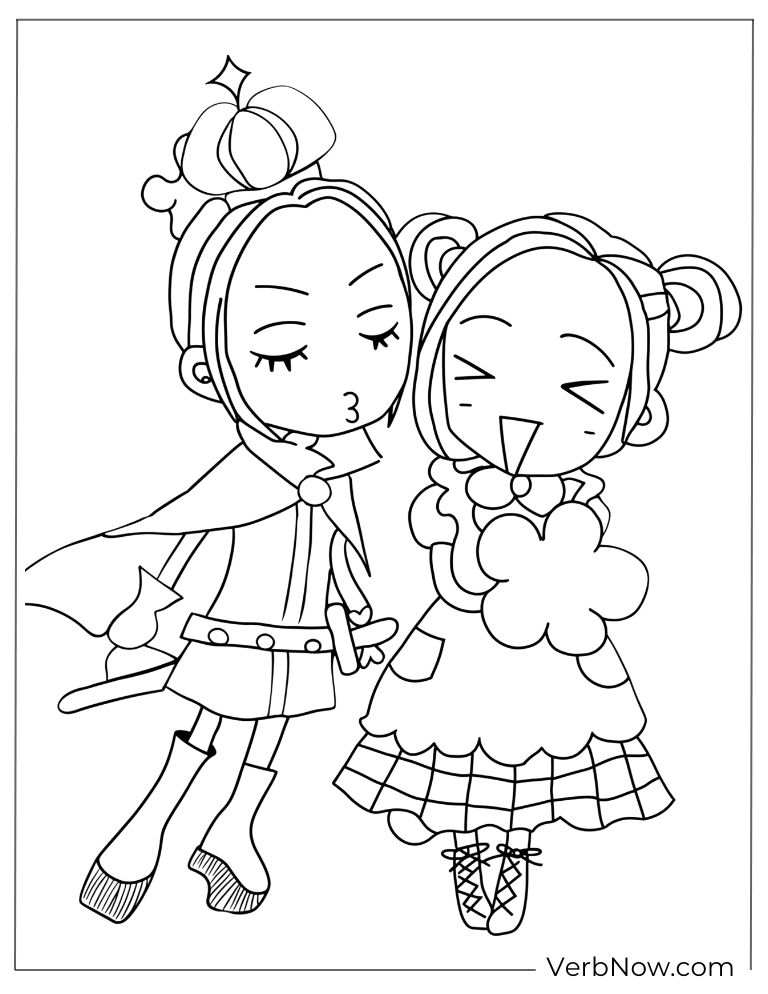 22 Free Nana Coloring Pages For Kids (Printable PDF) Chibi Princess and Friend Coloring Page