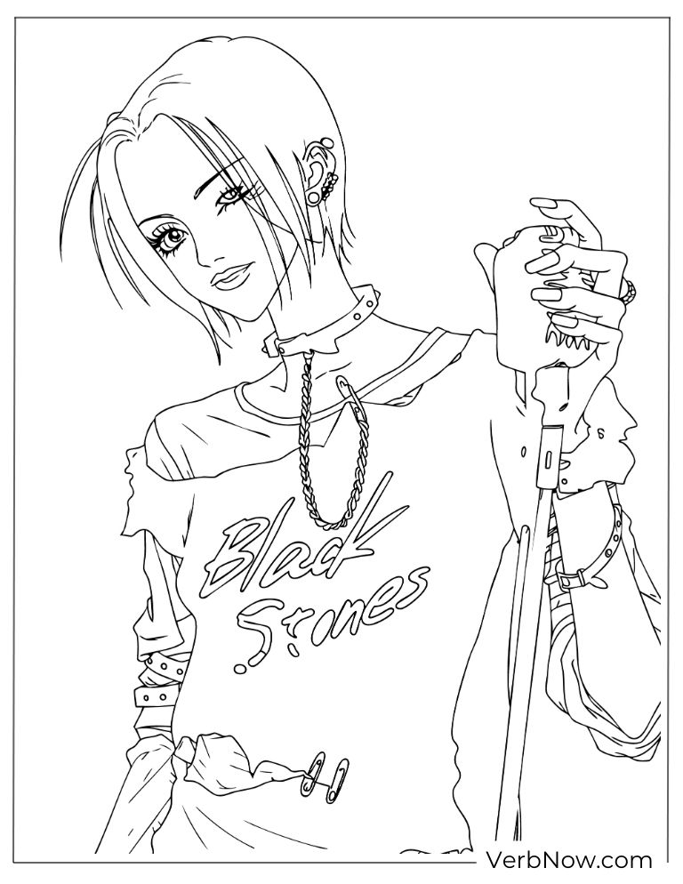 22 Free Nana Coloring Pages For Kids (Printable PDF) Nana Osaki Coloring Page - Black Stones Anime Manga Art
