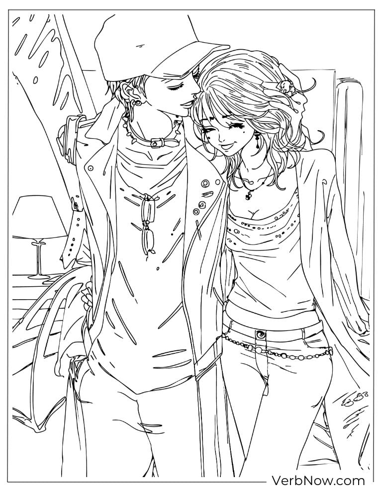 22 Free Nana Coloring Pages For Kids (Printable PDF) Cute Anime Couple Kiss Coloring Page
