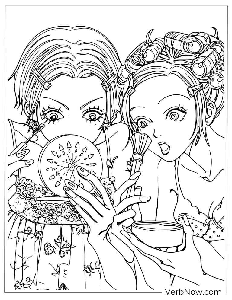 22 Free Nana Coloring Pages For Kids (Printable PDF) Anime Girls Doing Makeup Coloring Page