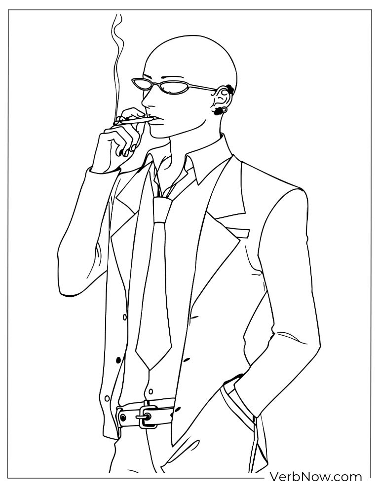 22 Free Nana Coloring Pages For Kids (Printable PDF) Bald Man in Suit Smoking Coloring Page