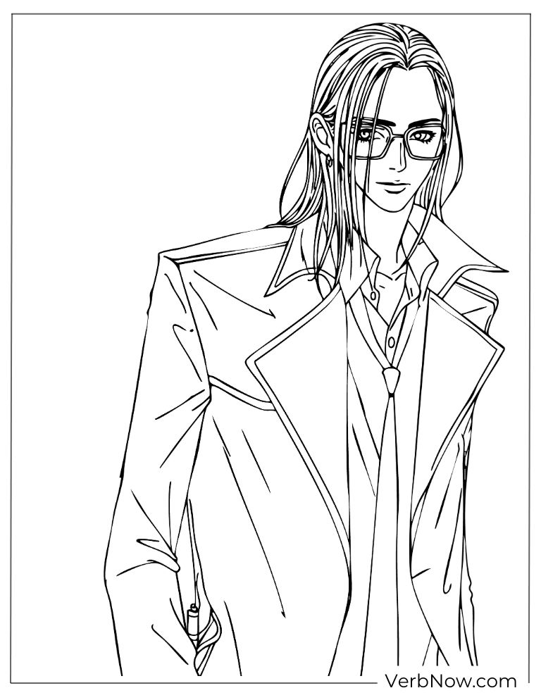 22 Free Nana Coloring Pages For Kids (Printable PDF) Anime Man Long Hair Glasses Coloring Page
