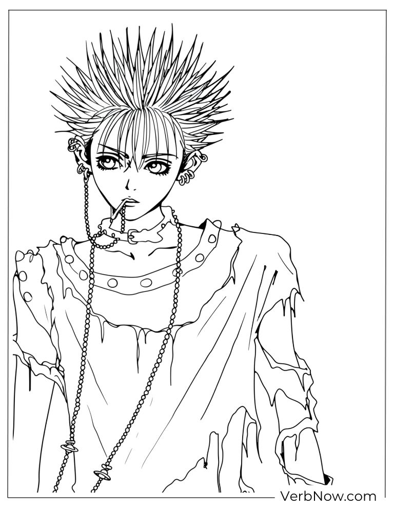 22 Free Nana Coloring Pages For Kids (Printable PDF) Anime Punk Rock Character Coloring Page