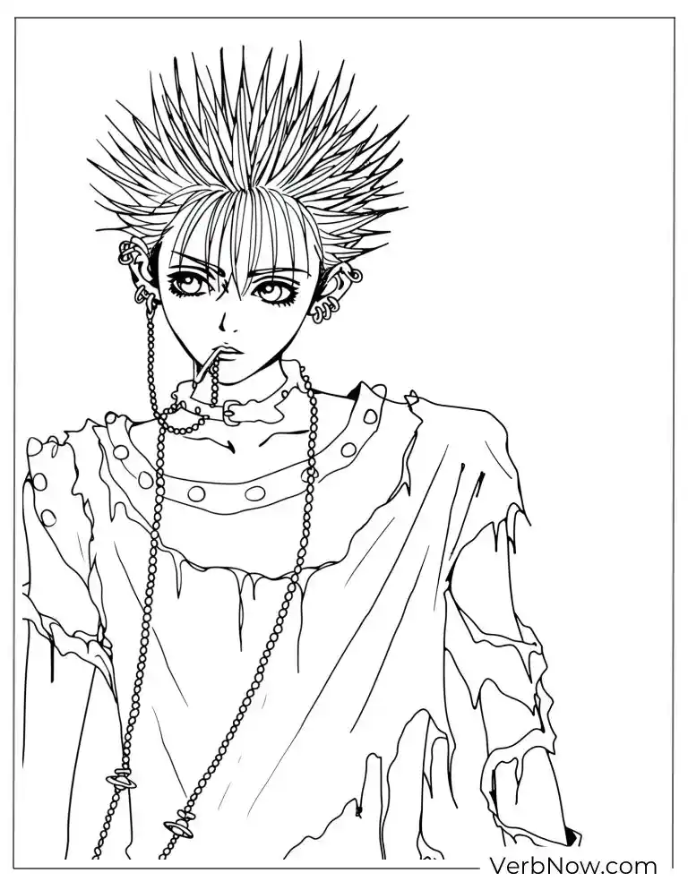 Anime Punk Rock Character Coloring Page