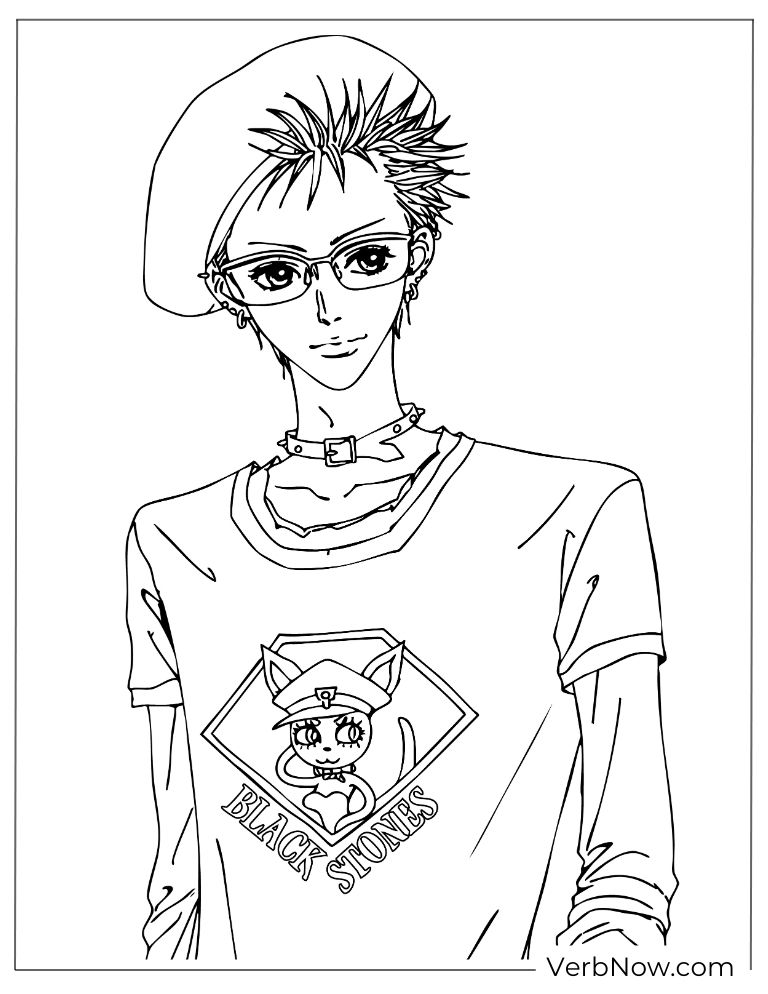 22 Free Nana Coloring Pages For Kids (Printable PDF) NANA Yasu Coloring Page Black Stones Beret