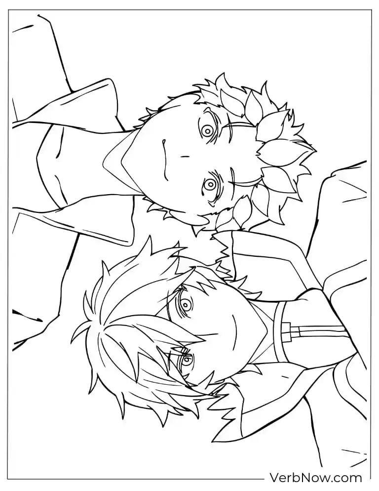 22 Free Re:Zero Coloring Pages (Printable PDF) Two Anime Boys Coloring Page Outline