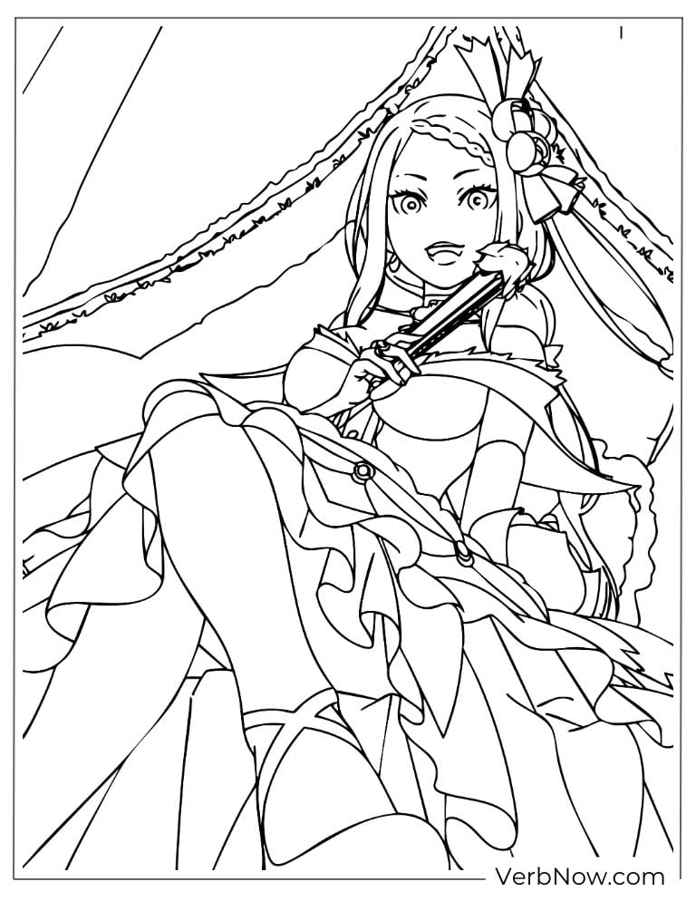 22 Free Doc McStuffins Coloring Pages (100% Printable PDF) Beautiful Anime Girl in Fancy Dress Coloring Page