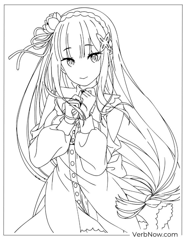 22 Free Doc McStuffins Coloring Pages (100% Printable PDF) Emilia Re:Zero Coloring Page - Anime Girl Line Art