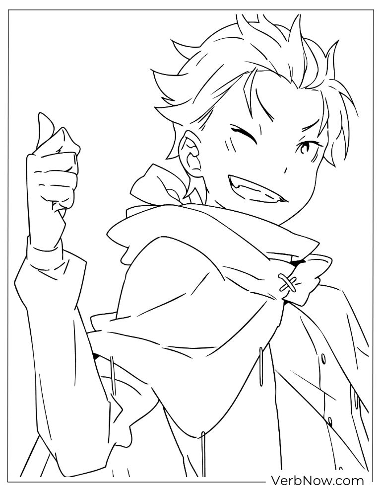 22 Free Doc McStuffins Coloring Pages (100% Printable PDF) Natsuki Subaru Winking Thumbs Up Anime Coloring Page