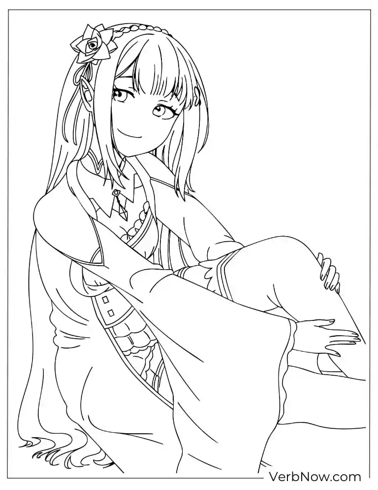 22 Free Re:Zero Coloring Pages (Printable PDF) Emilia Re:Zero Anime Character Coloring Page
