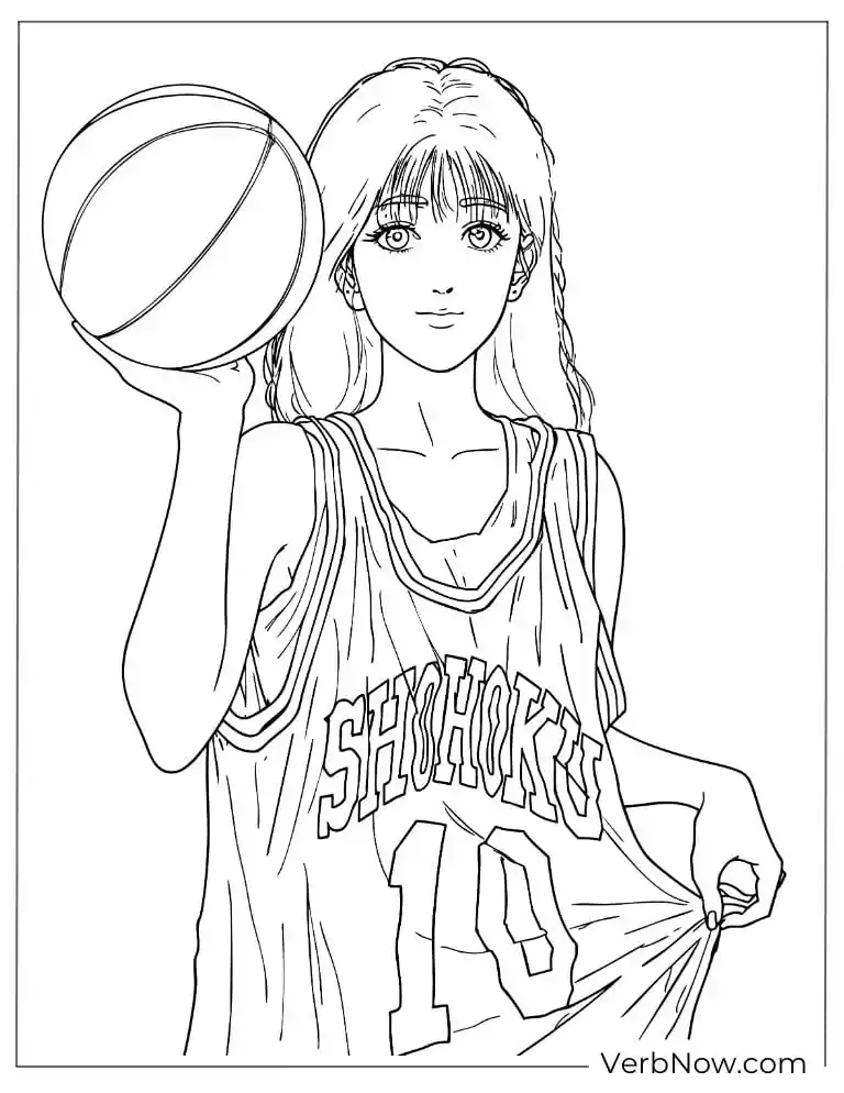 Epic Slam Dunk Coloring Pages – Free & 100% Printable PDF Anime Basketball Girl Shohoku Jersey Coloring Page