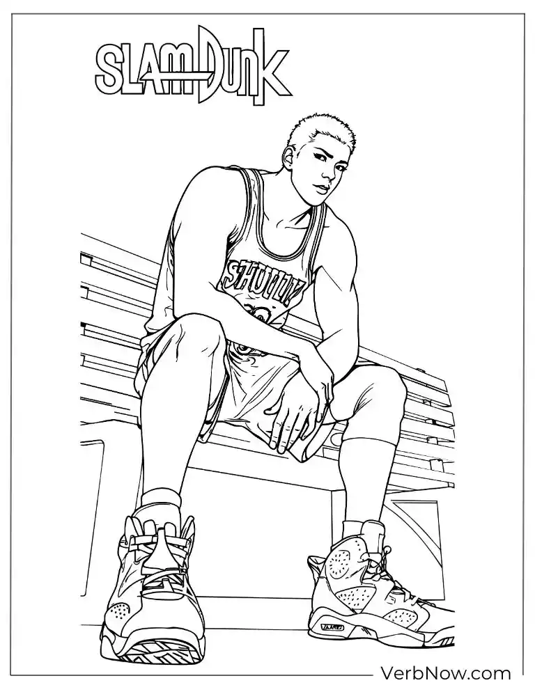 Epic Slam Dunk Coloring Pages – Free & 100% Printable PDF Slam Dunk Basketball Player Coloring Page
