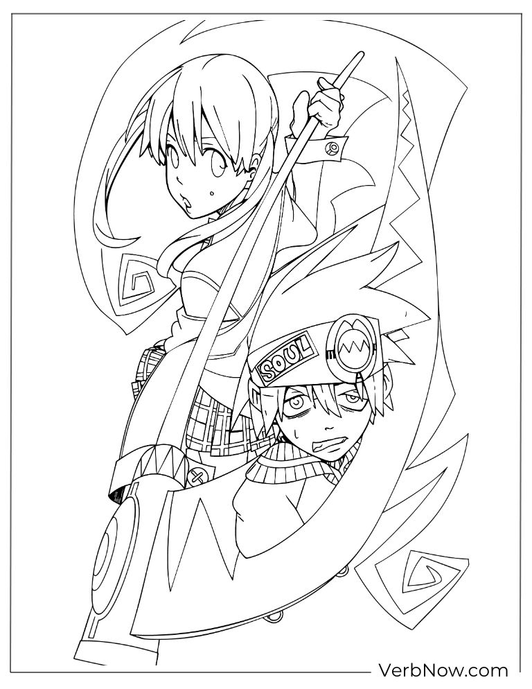 22 Free Soul Eater Coloring Pages (100% Printable PDF) Soul Eater Maka & Soul Scythe Coloring Page