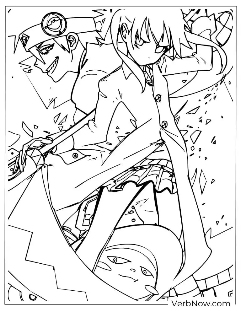 22 Free Soul Eater Coloring Pages (100% Printable PDF) Anime Coloring Sheet: Soul Eater Maka & Soul