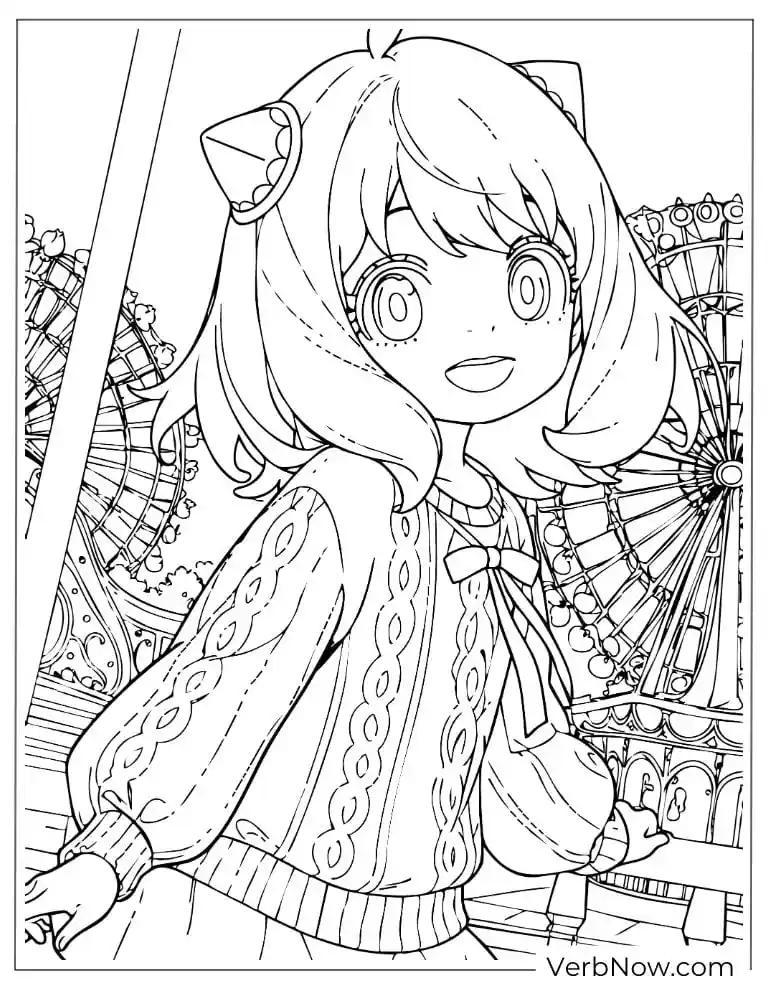 22 Free Spy x Family Coloring Pages For Fun (Printable PDF) Anya Forger in Sweater Coloring Page at Park