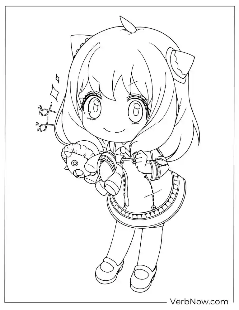 22 Free Spy x Family Coloring Pages For Fun (Printable PDF) Anya Forger Chibi with Doll Coloring Page