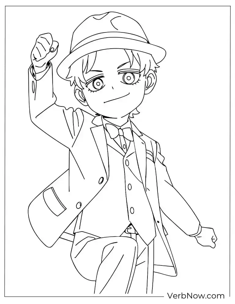 22 Free Spy x Family Coloring Pages For Fun (Printable PDF) Anime Boy in Suit with Fedora Coloring Page