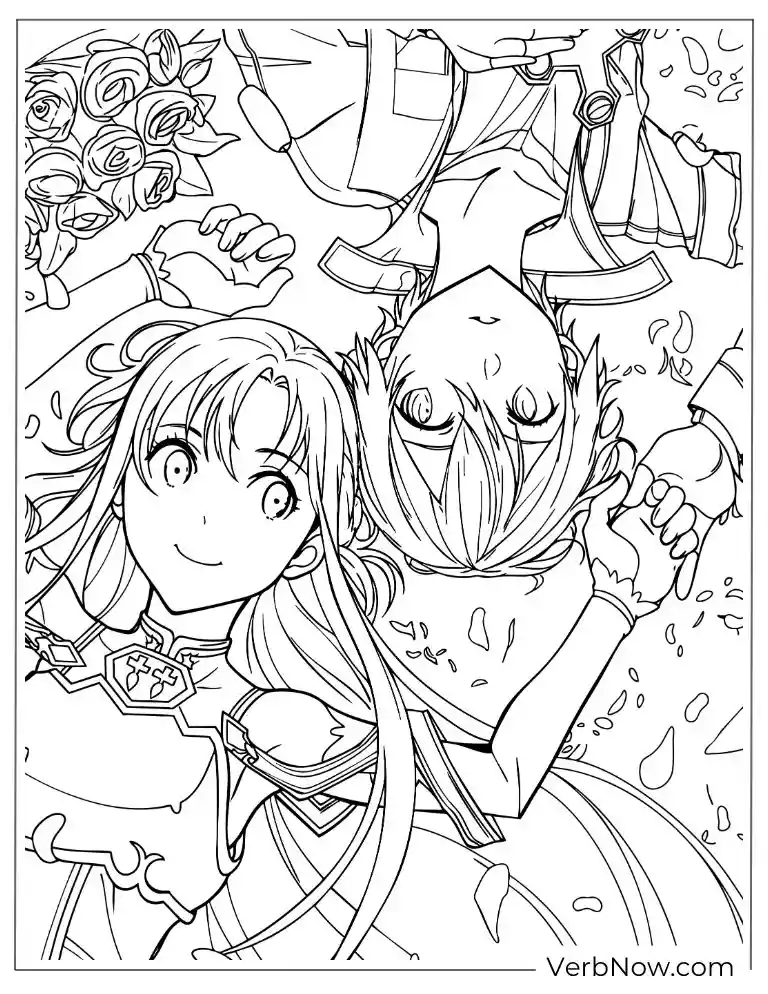 Sword Art Online Kirito and Asuna Coloring Page