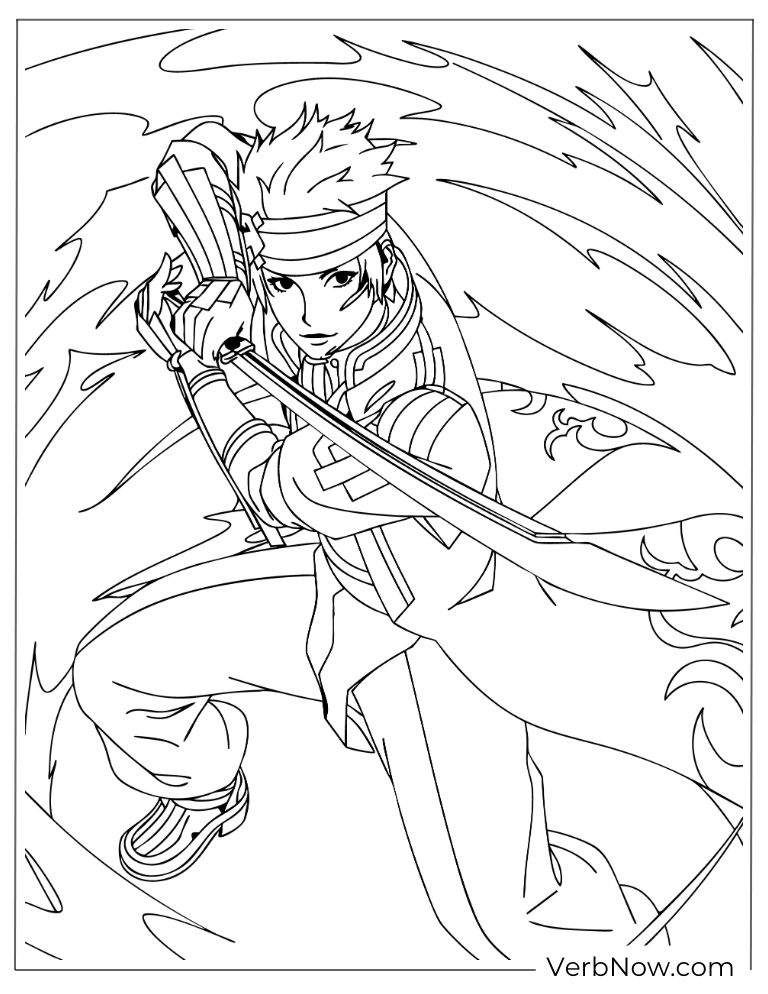 22 Free Sword Art Online Coloring Pages (Printable PDF) Anime Sword Fighter Coloring Page Printable