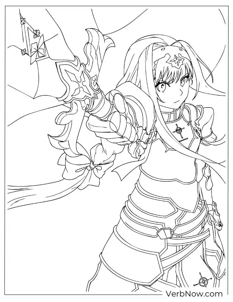 Armored Anime Warrior Girl Coloring Page