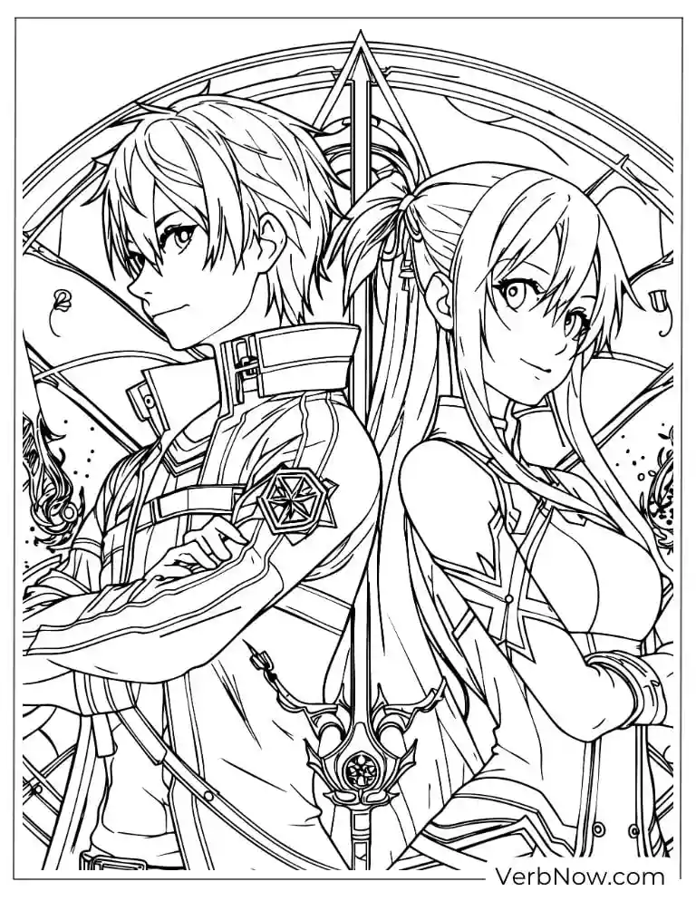 Sword Art Online Kirito & Asuna Coloring Page