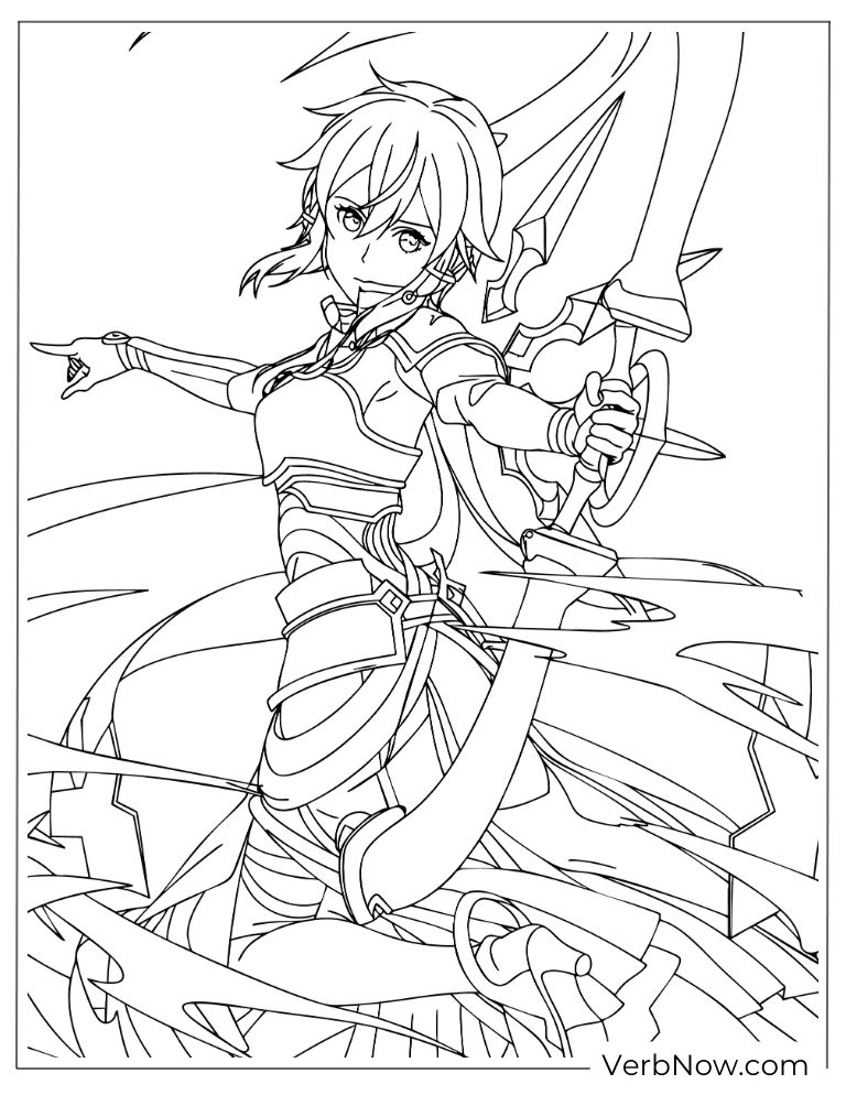 22 Free Sword Art Online Coloring Pages (Printable PDF) Asuna Sword Art Online Warrior Coloring Page