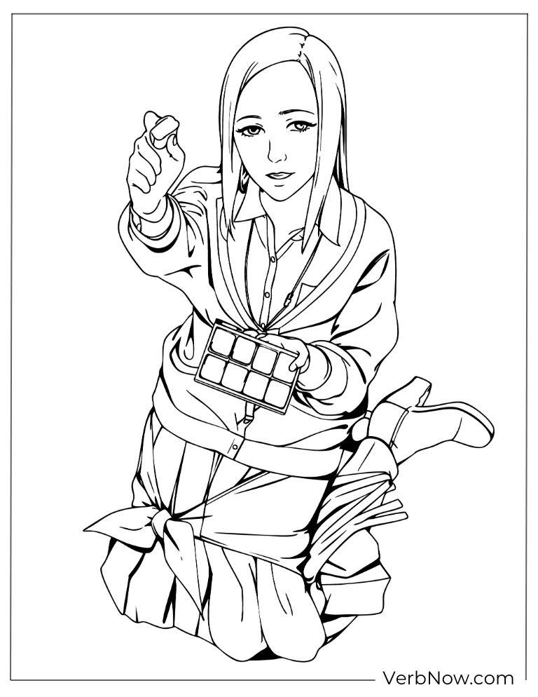 22 Free Tokyo Ghoul Coloring Pages (100% Printable PDF) Anime Girl Offering Chocolate Coloring Page