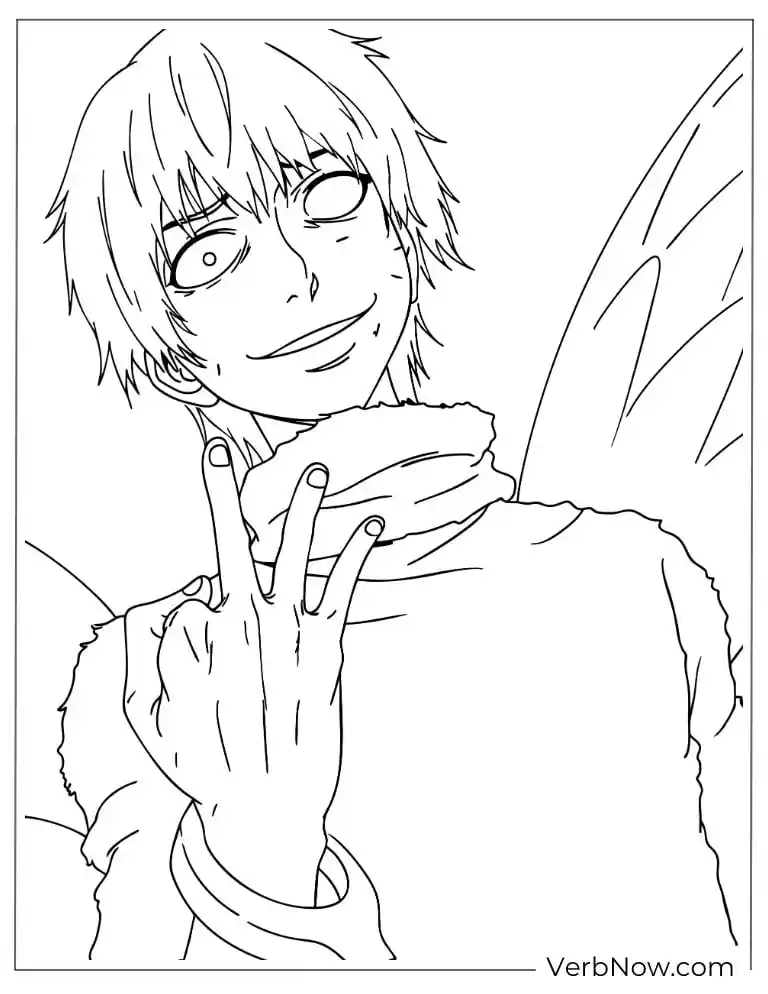 22 Free Tokyo Ghoul Coloring Pages (100% Printable PDF) Kaneki Ken Smiling Coloring Page - Tokyo Ghoul Line Art