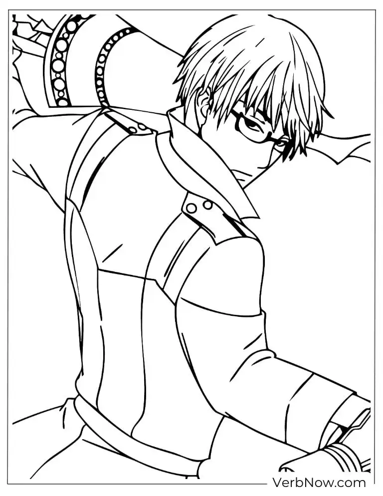 22 Free Tokyo Ghoul Coloring Pages (100% Printable PDF) Anime Male Character Action Pose Line Art Coloring Page