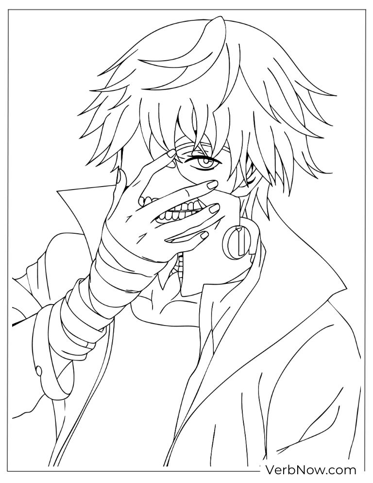 22 Free Tokyo Ghoul Coloring Pages (100% Printable PDF) Anime Boy with Mask Covering Face Coloring Page