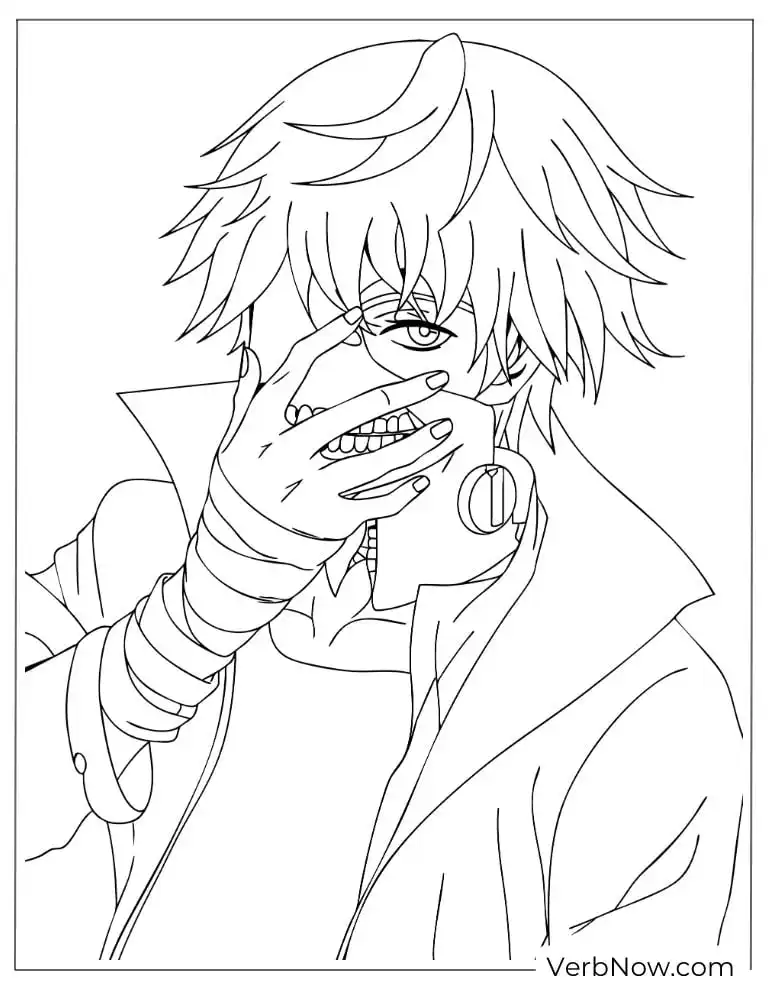 22 Free Tokyo Ghoul Coloring Pages (100% Printable PDF) Anime Boy with Mask Covering Face Coloring Page