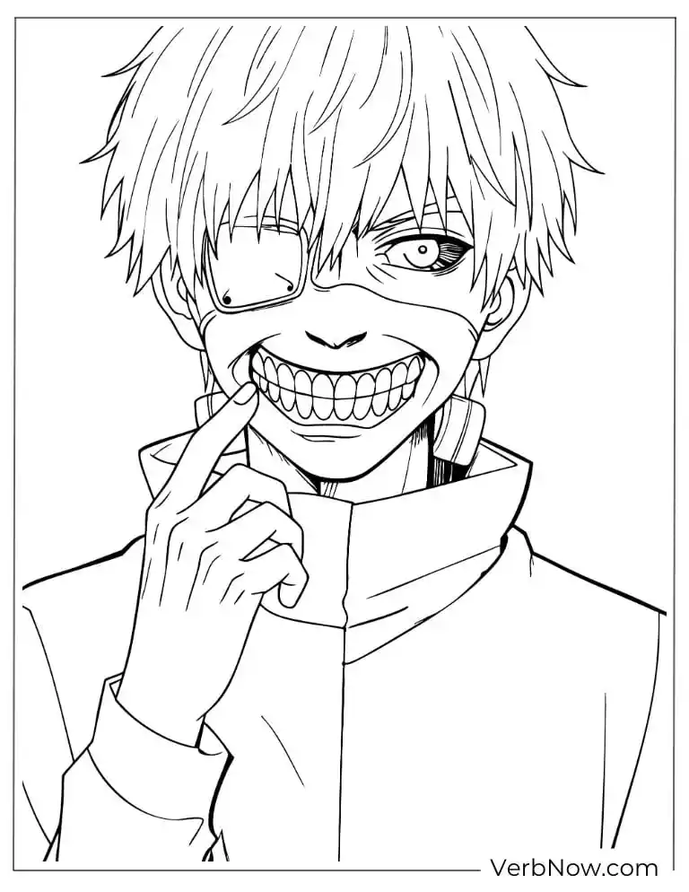 22 Free Tokyo Ghoul Coloring Pages (100% Printable PDF) Ken Kaneki Tokyo Ghoul Insane Smile Coloring Page