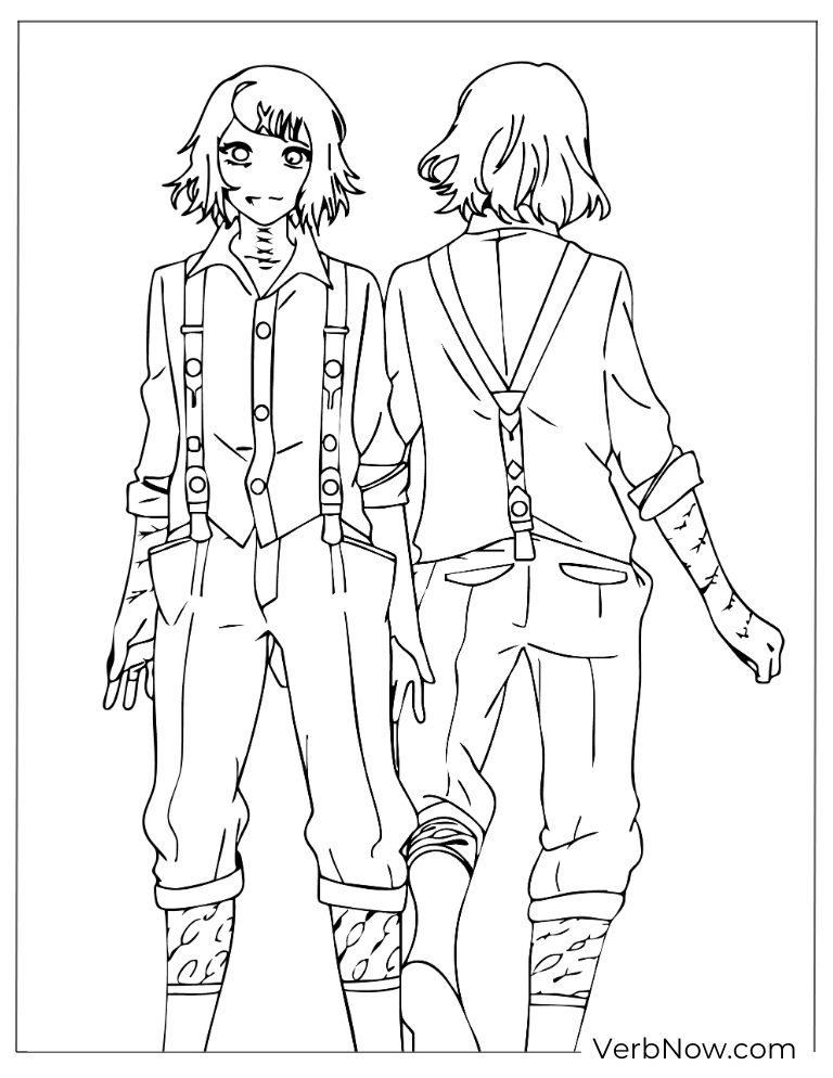 22 Free Tokyo Ghoul Coloring Pages (100% Printable PDF) Juuzou Suzuya Coloring Page - Front and Back View
