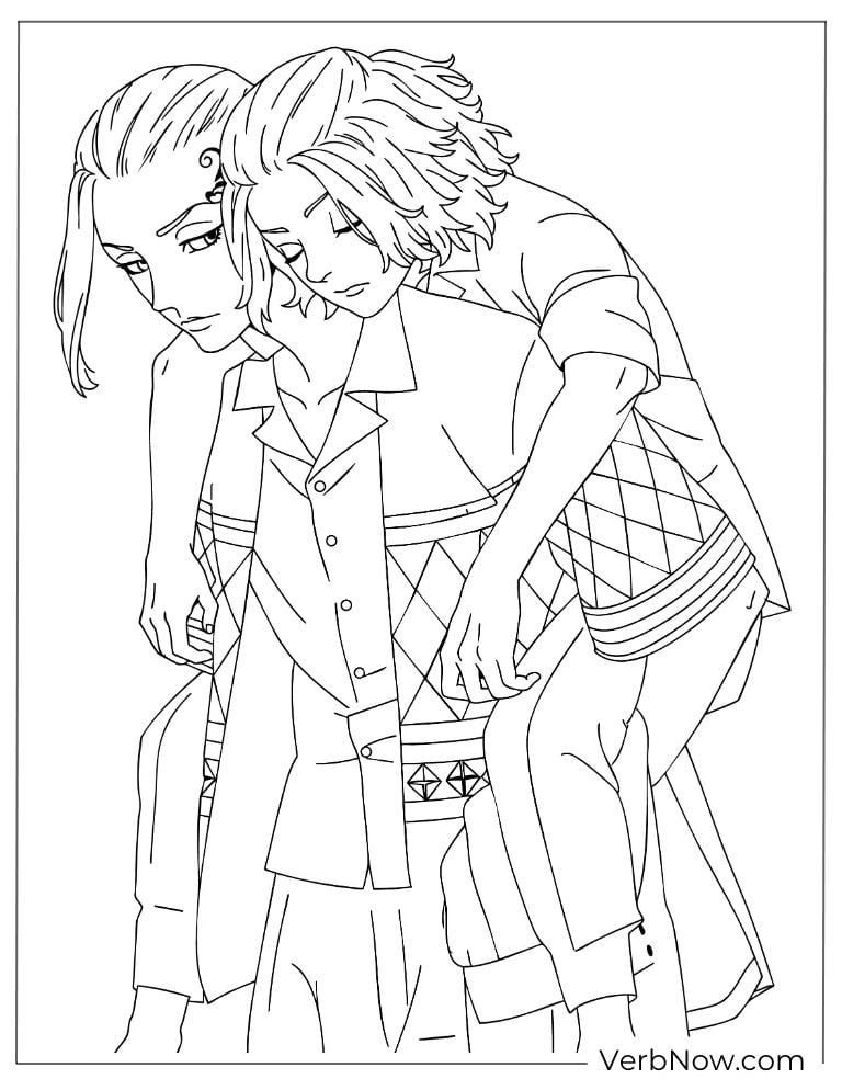 22 Free Tokyo Revengers Coloring Pages (Printable PDF) Tokyo Revengers Draken and Mikey Coloring Page