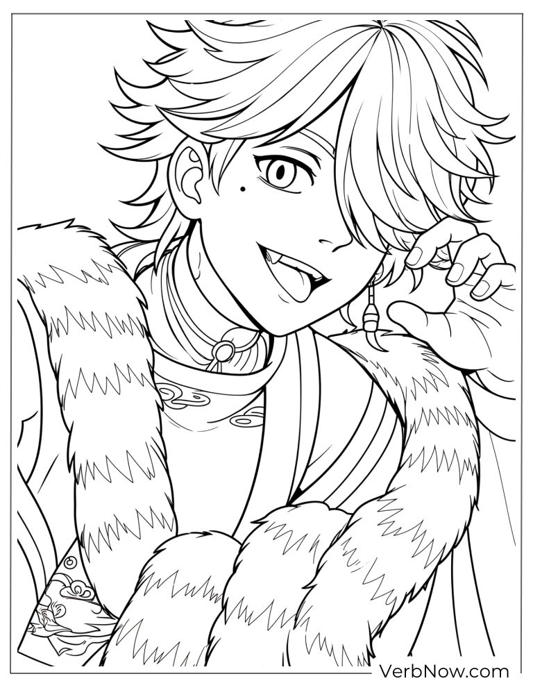 22 Free Tokyo Revengers Coloring Pages (Printable PDF) Anime Boy with Fur Collar Coloring Page