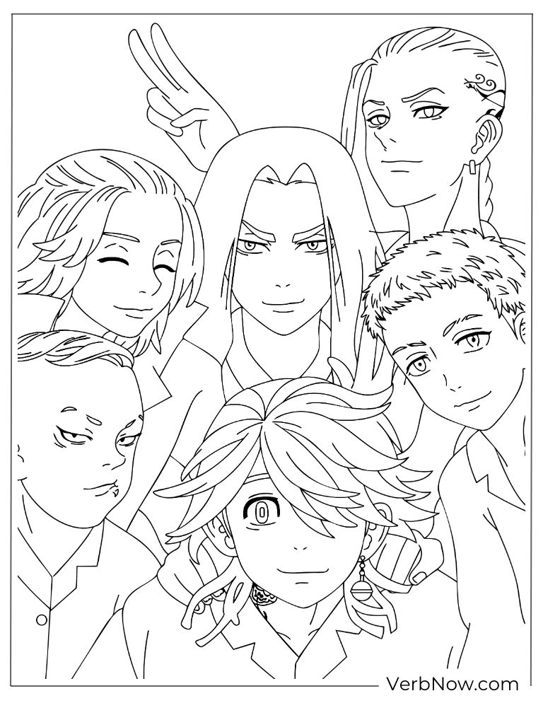 22 Free Tokyo Revengers Coloring Pages (Printable PDF) Tokyo Revengers Toman Members Anime Coloring Page
