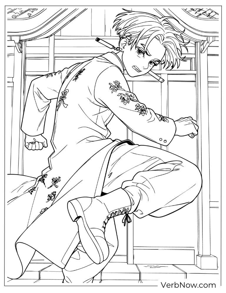 22 Free Tokyo Revengers Coloring Pages (Printable PDF) Dynamic Anime Boy Action Coloring Page