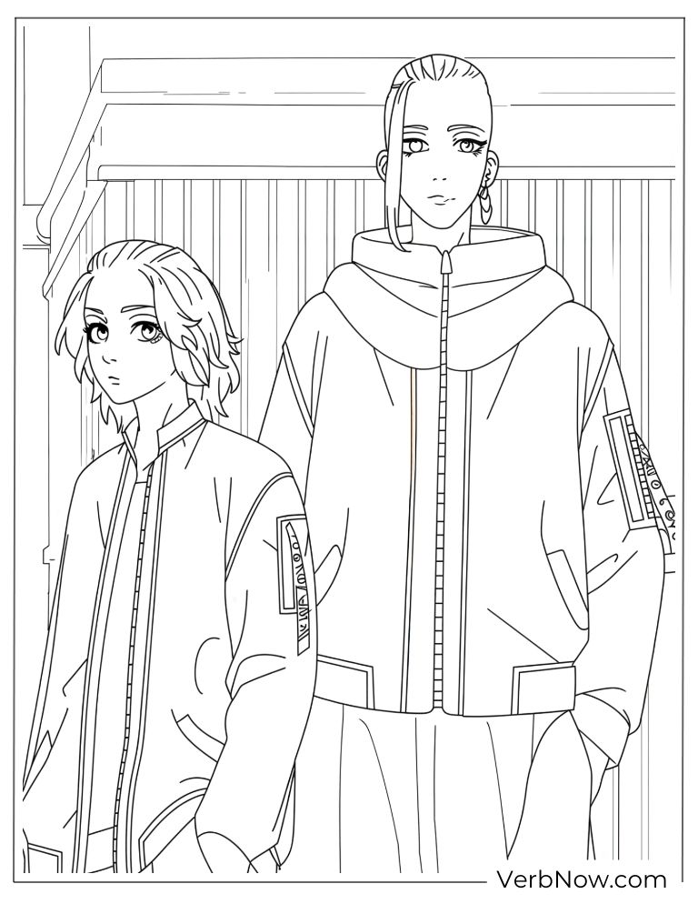 22 Free Tokyo Revengers Coloring Pages (Printable PDF) Tokyo Revengers Mikey and Draken Coloring Page