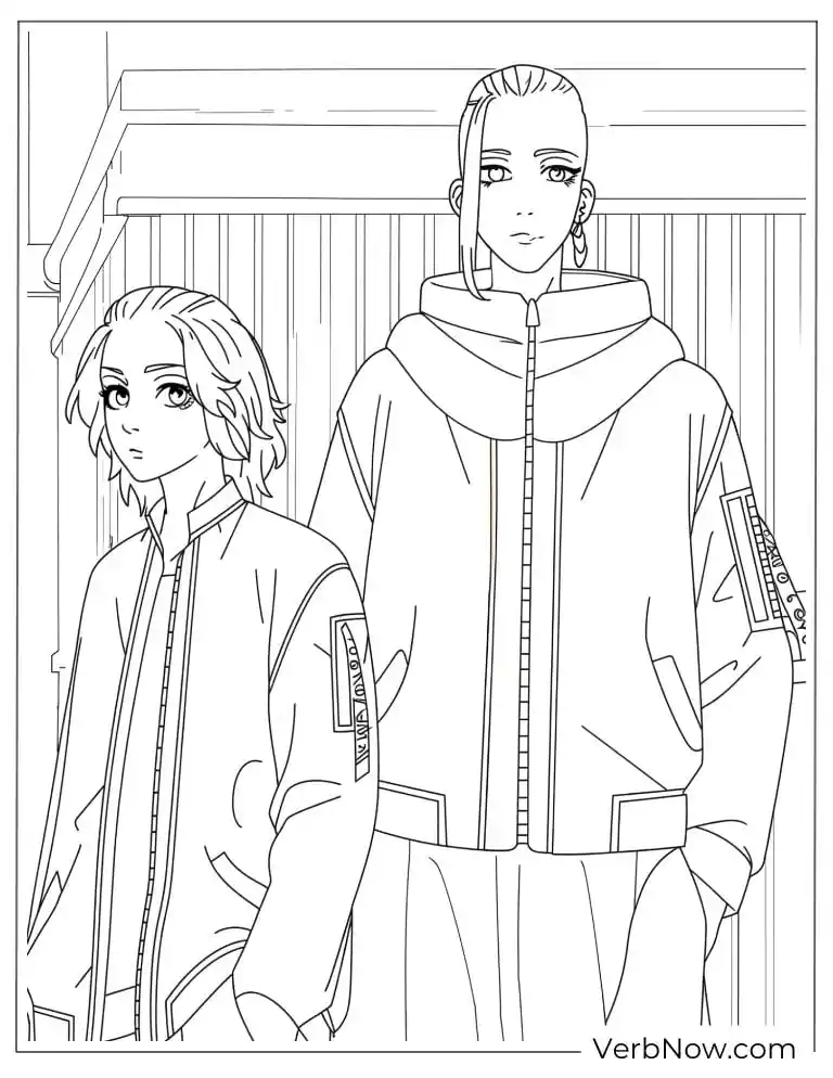 22 Free Tokyo Revengers Coloring Pages (Printable PDF) Tokyo Revengers Mikey and Draken Coloring Page