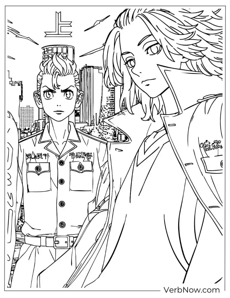 22 Free Tokyo Revengers Coloring Pages (Printable PDF) Tokyo Revengers Mikey and Gang Uniform Coloring Page