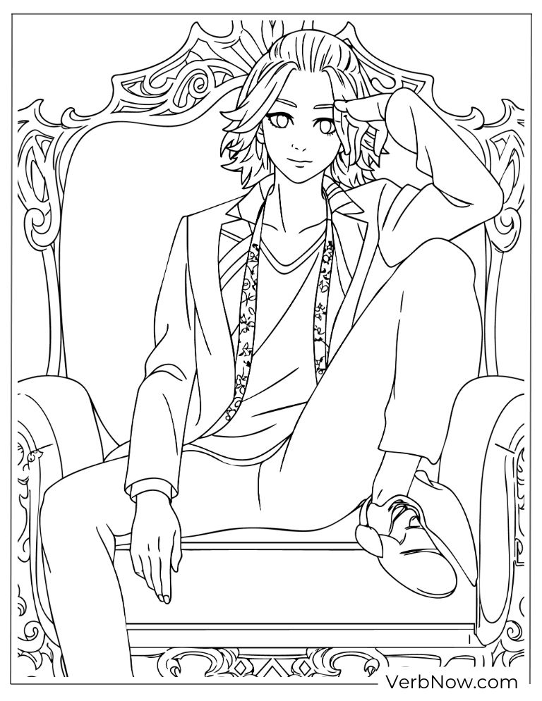 22 Free Tokyo Revengers Coloring Pages (Printable PDF) Manjiro Sano on Throne Coloring Page