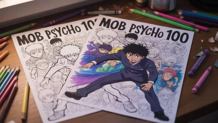 22 Free Mob Psycho 100 Coloring Pages (Printable PDF) printable Mob Psycho 100 coloring pages