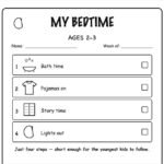 Preview of the bedtime routine chart pack: countdown chart, toddler bedtime chart and screen-free wind-down cards