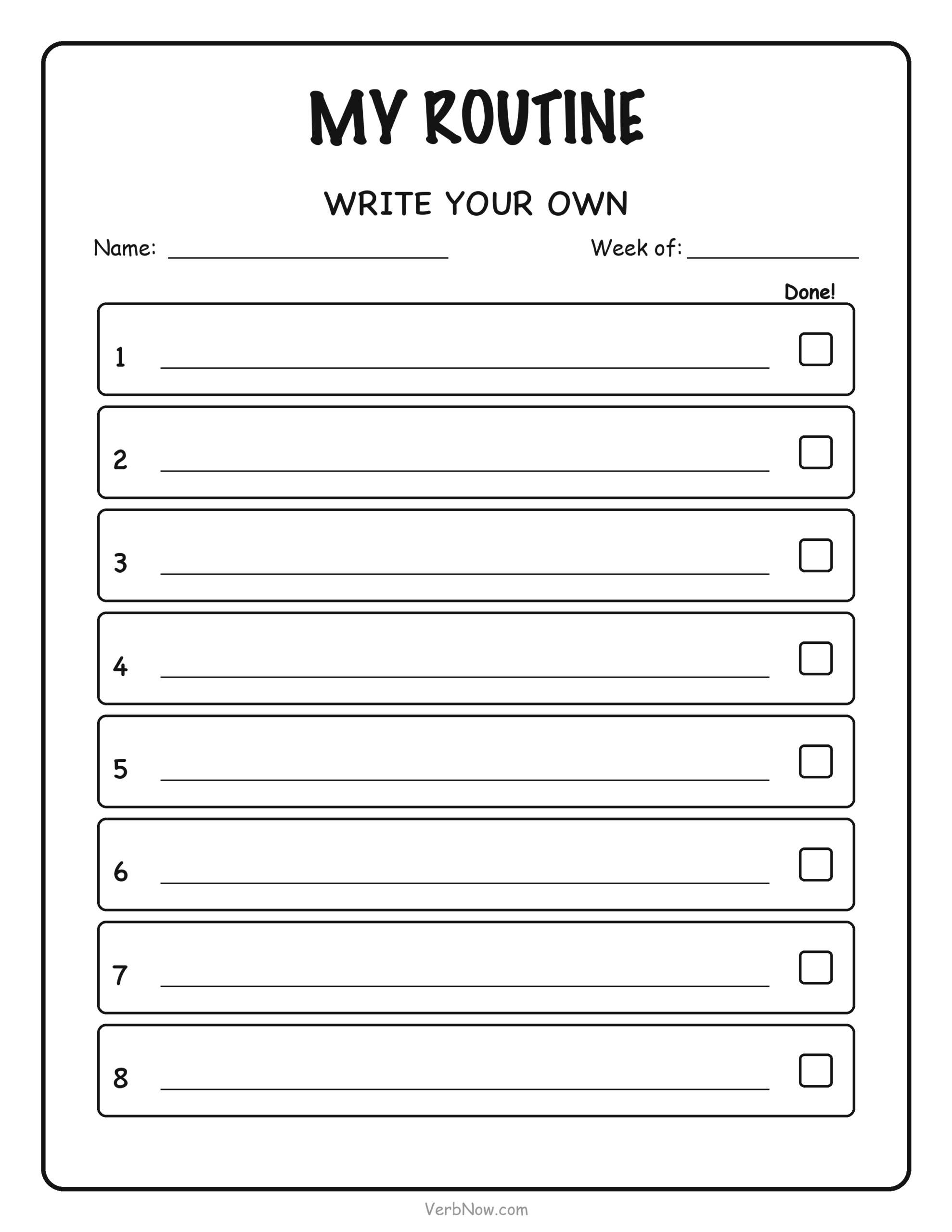 10 Free Printable Routine Charts for Kids (Morning, Bedtime & After School) Blank routine chart to write your own