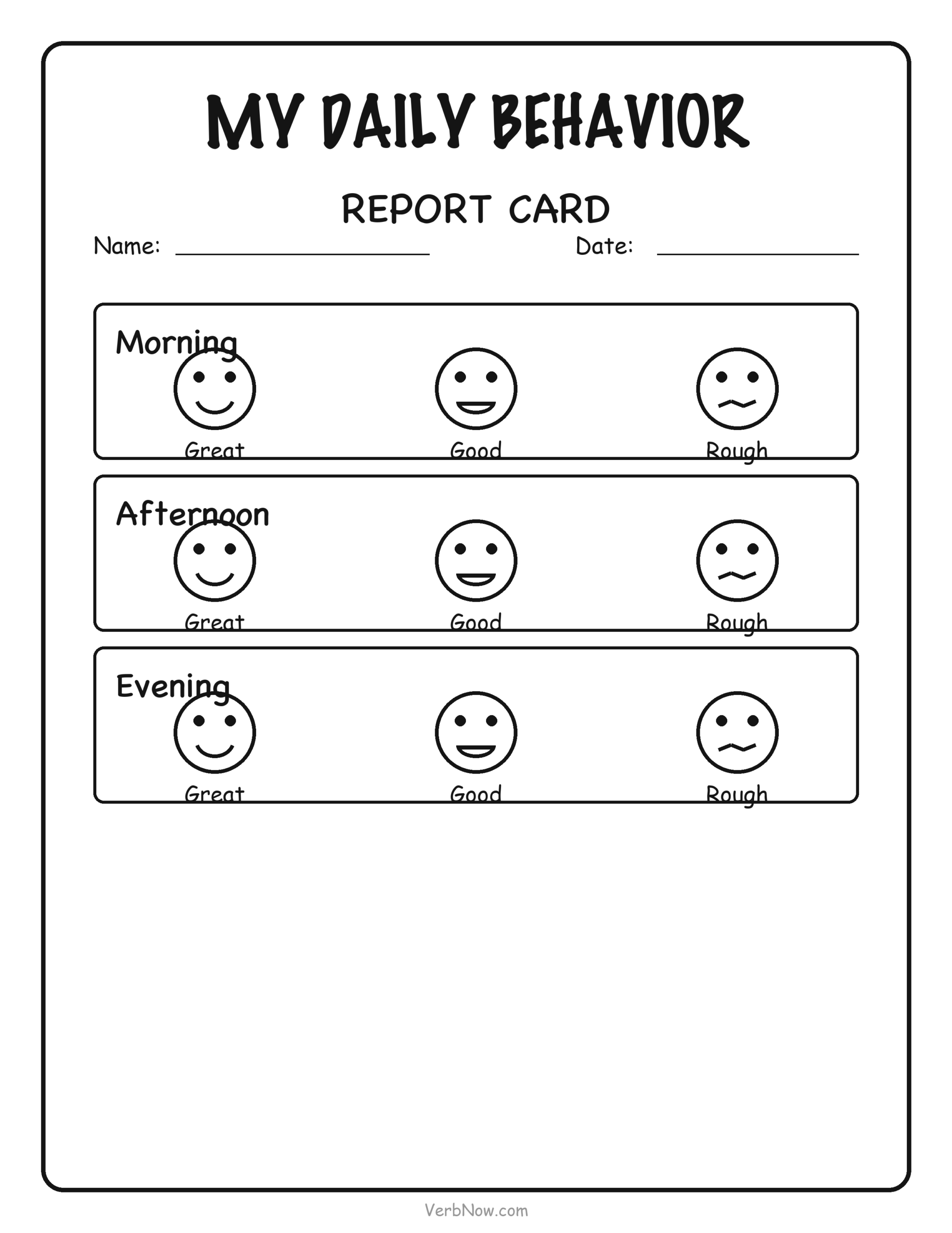 Daily Behavior Report Card