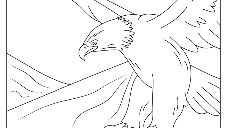 22 Free Bald Eagle Coloring Pages (Patriotic + Nature, PDF) Bald eagle coloring pages: eagles in flight over mountains and lakes, perched portraits, patriotic flag scenes, and geometric pattern designs, free printable line art