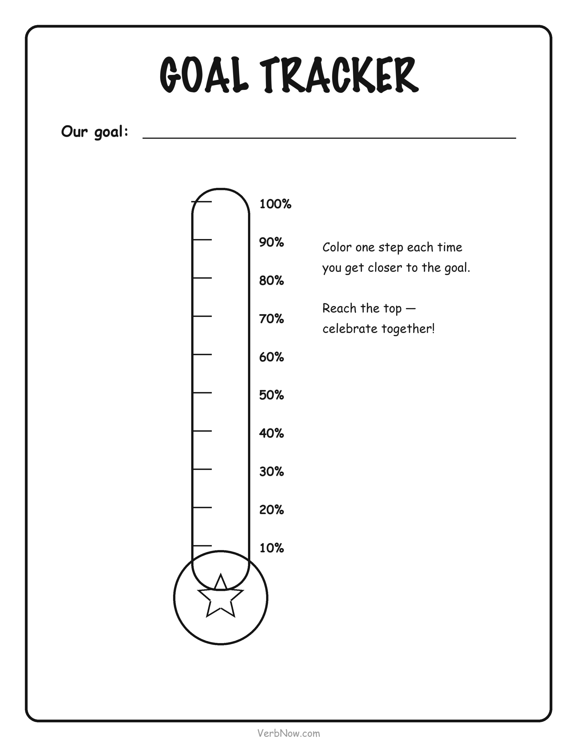 8 Free Printable Reward Charts (Sticker Charts, Punch Cards & Coupons) Goal thermometer tracker
