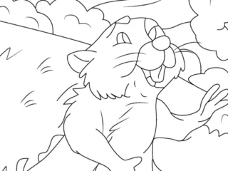 Gopher coloring pages: gophers and groundhogs on burrow mounds and in open scenery, plus two pages that are actually beavers, free printable line art