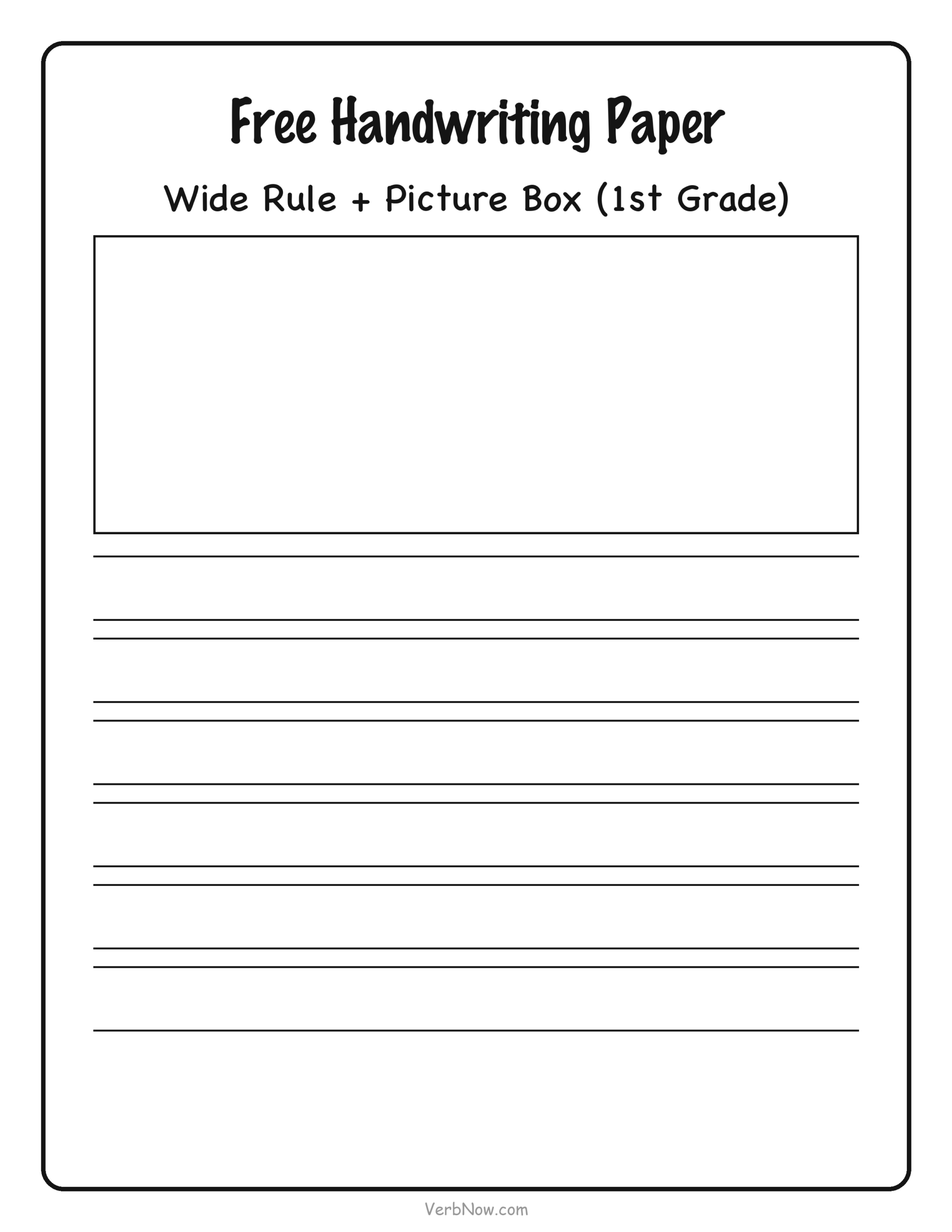 Wide Rule Handwriting Paper with Picture Box