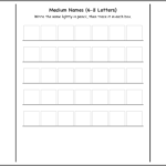 Blank name tracing template with rows of dashed boxes, free printable